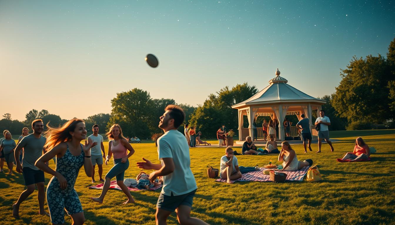 Abendliche Sommeraktivitäten unter freiem Himmel